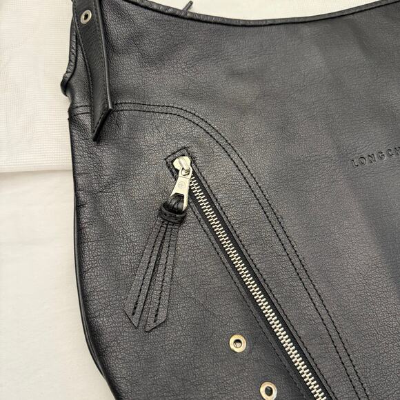 NEW Rare Vintage Kate Moss for Longchamp Black Leather Zebra Ladbroke Hobo Bag - Picture 3 of 12